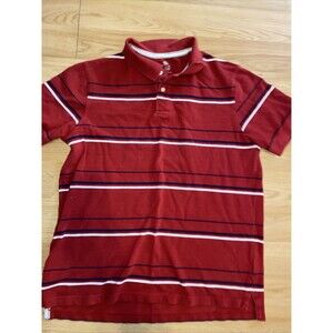 Faded Glory Large Mens Red Stripped Polo